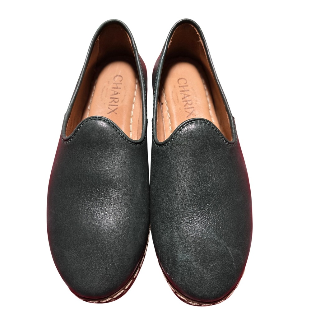 CHARIX Leather Artisan Shoes Women Size 35 US 5 Green Slip On Loafers‎ Comfort